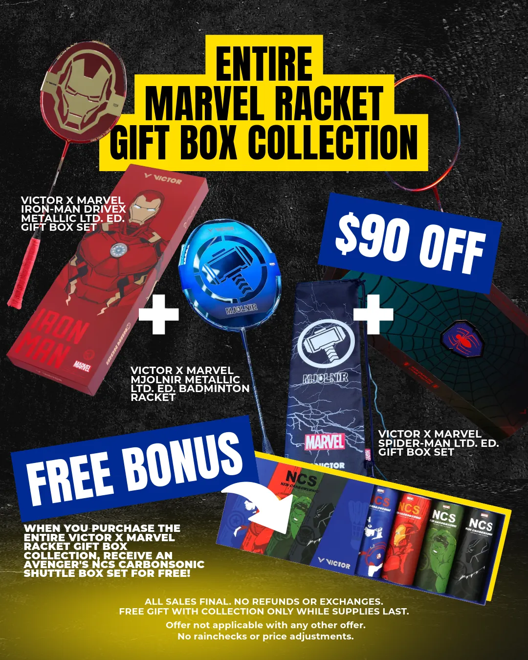 Victor x Marvel Badminton Racket Gift Box Bundle