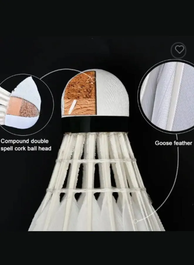 Whizz 12 PCS Class A Goose Feather Badminton Shuttlecocks - Professional Indoor/Outdoor Sports Balls (White)