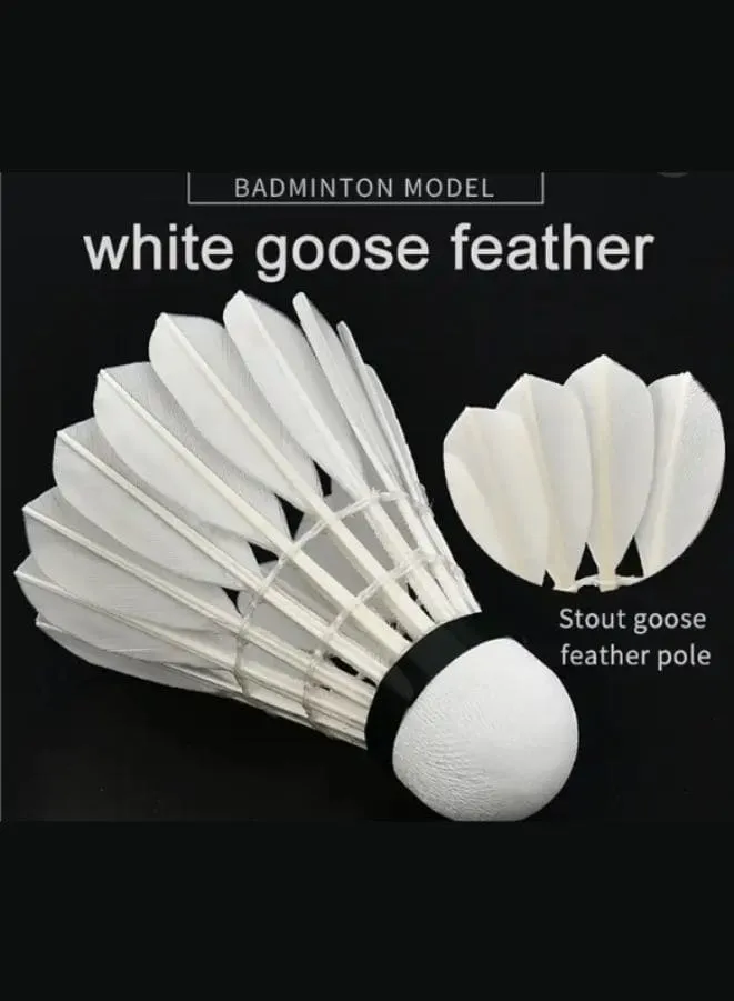 Whizz 12 PCS Class A Goose Feather Badminton Shuttlecocks - Professional Indoor/Outdoor Sports Balls (White)