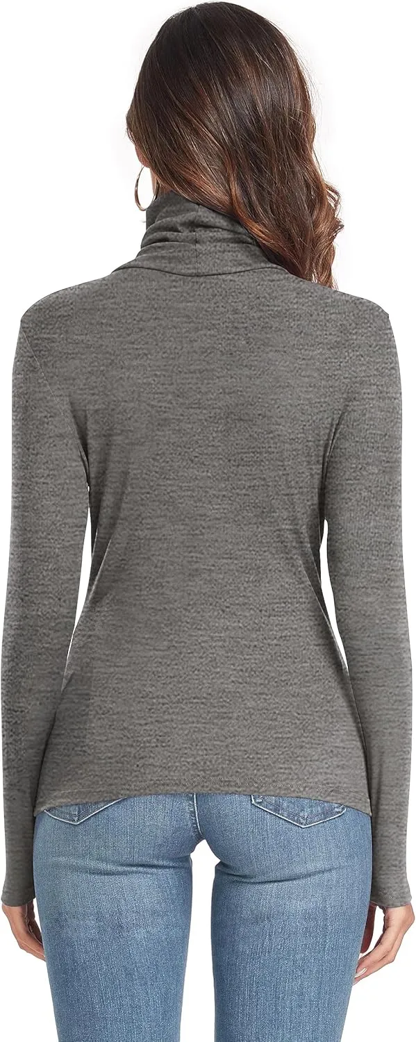 Women's Long Sleeve Casual Lightweight Turtleneck Top Slim Fit Thermal Active Layer Shirts