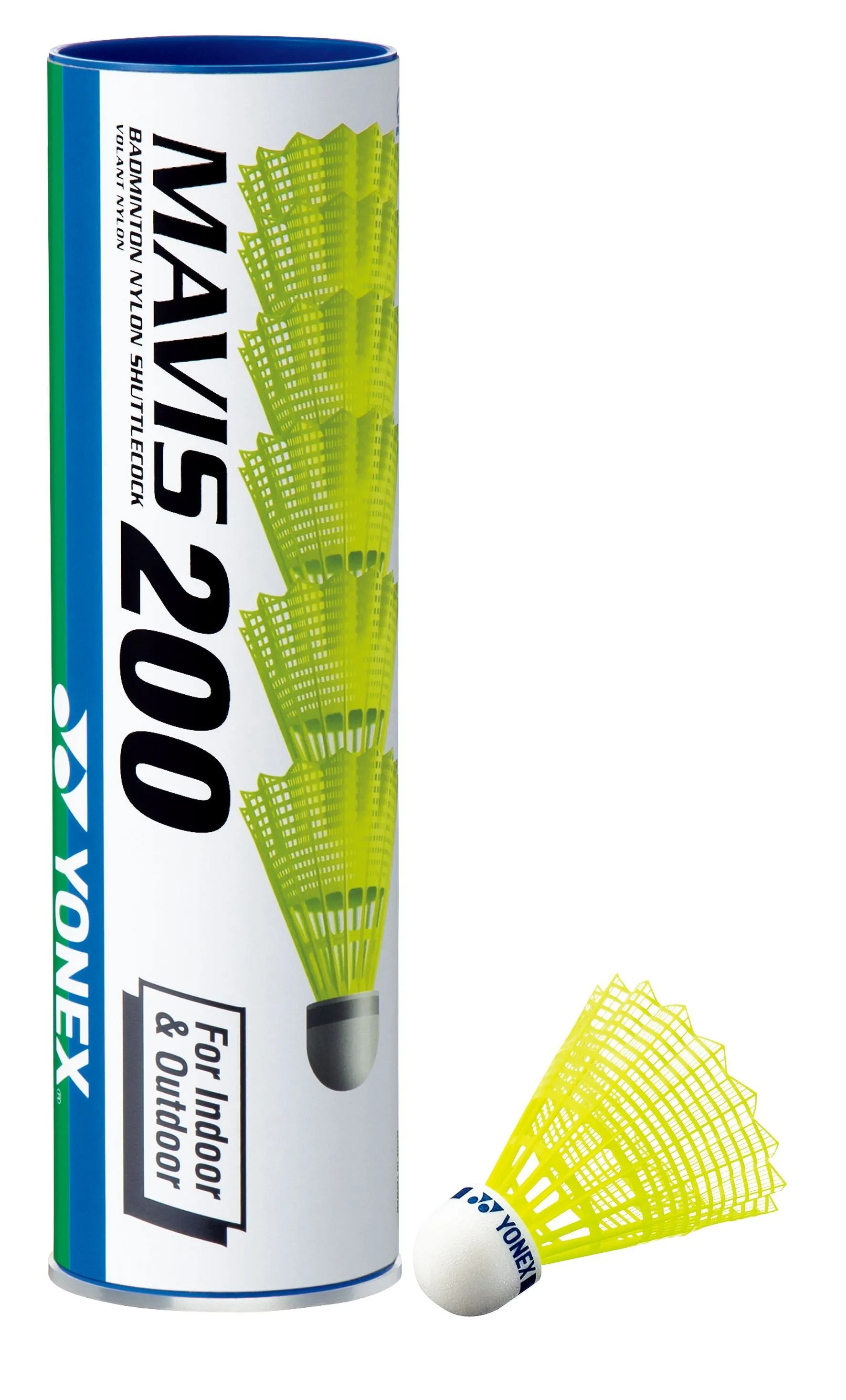 Yonex Mavis 200 Nylon Shuttle 1/2 dozen (6 in the tube) - Blue Cap - Medium Speed