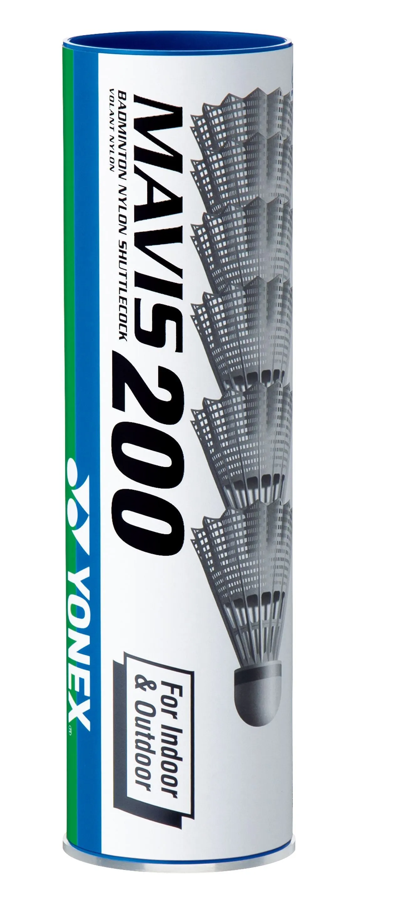 Yonex Mavis 200 Nylon Shuttle 1/2 dozen (6 in the tube) - Blue Cap - Medium Speed